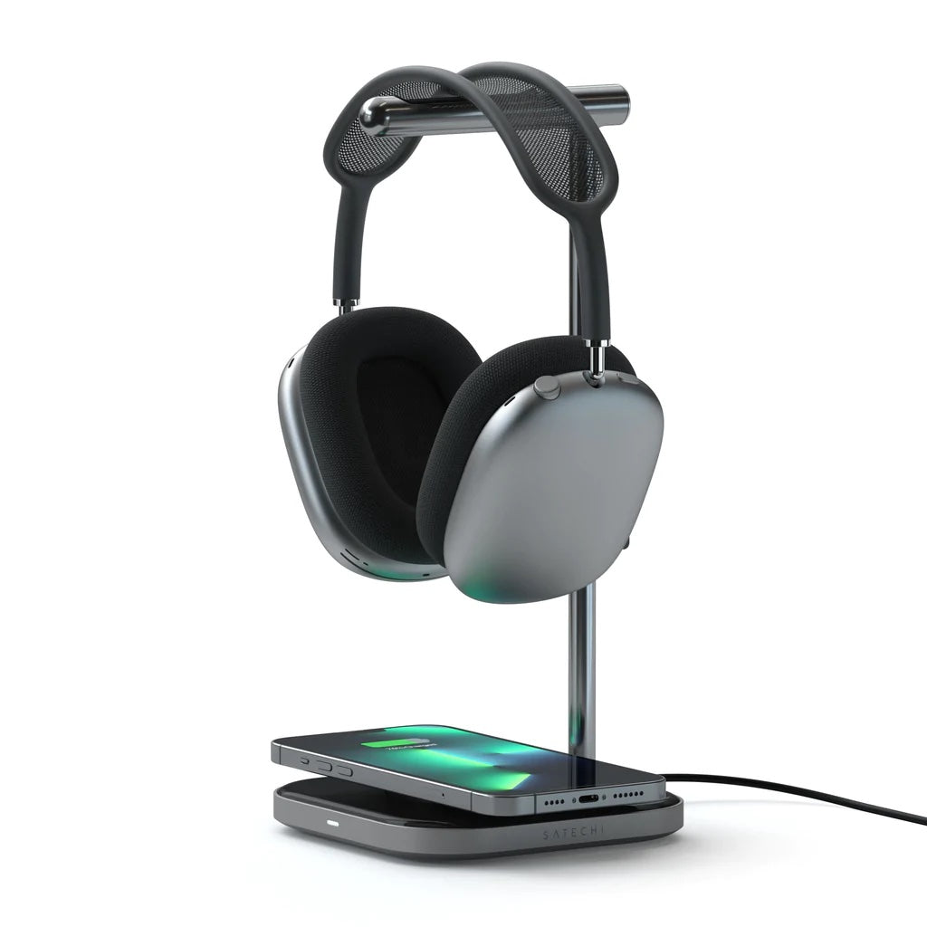 Satechi – 2-IN-1 Headphone Stand w Wireless Charger USB-C - asztroszürke - iSTYLE HU
