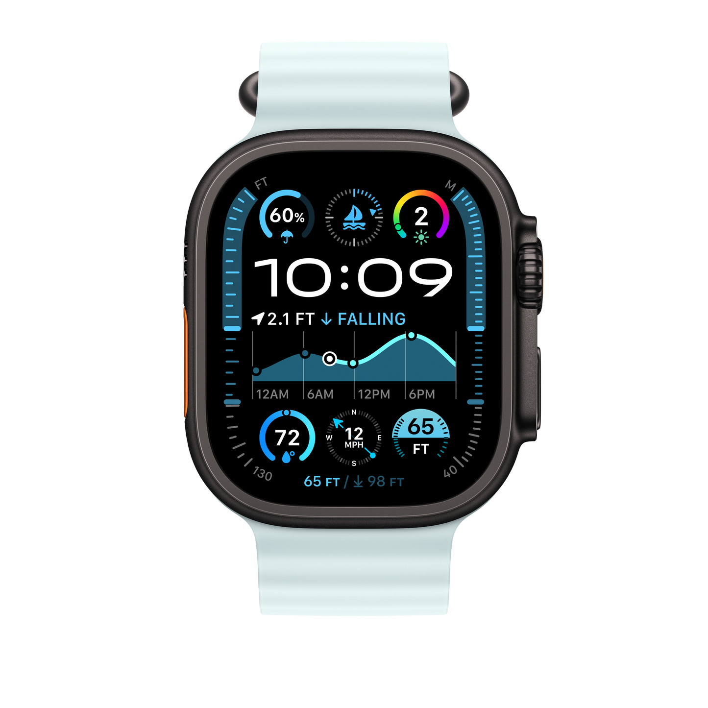 49mm gleccserkék óceán szíj – fekete – natúr titán - iSTYLE HU
