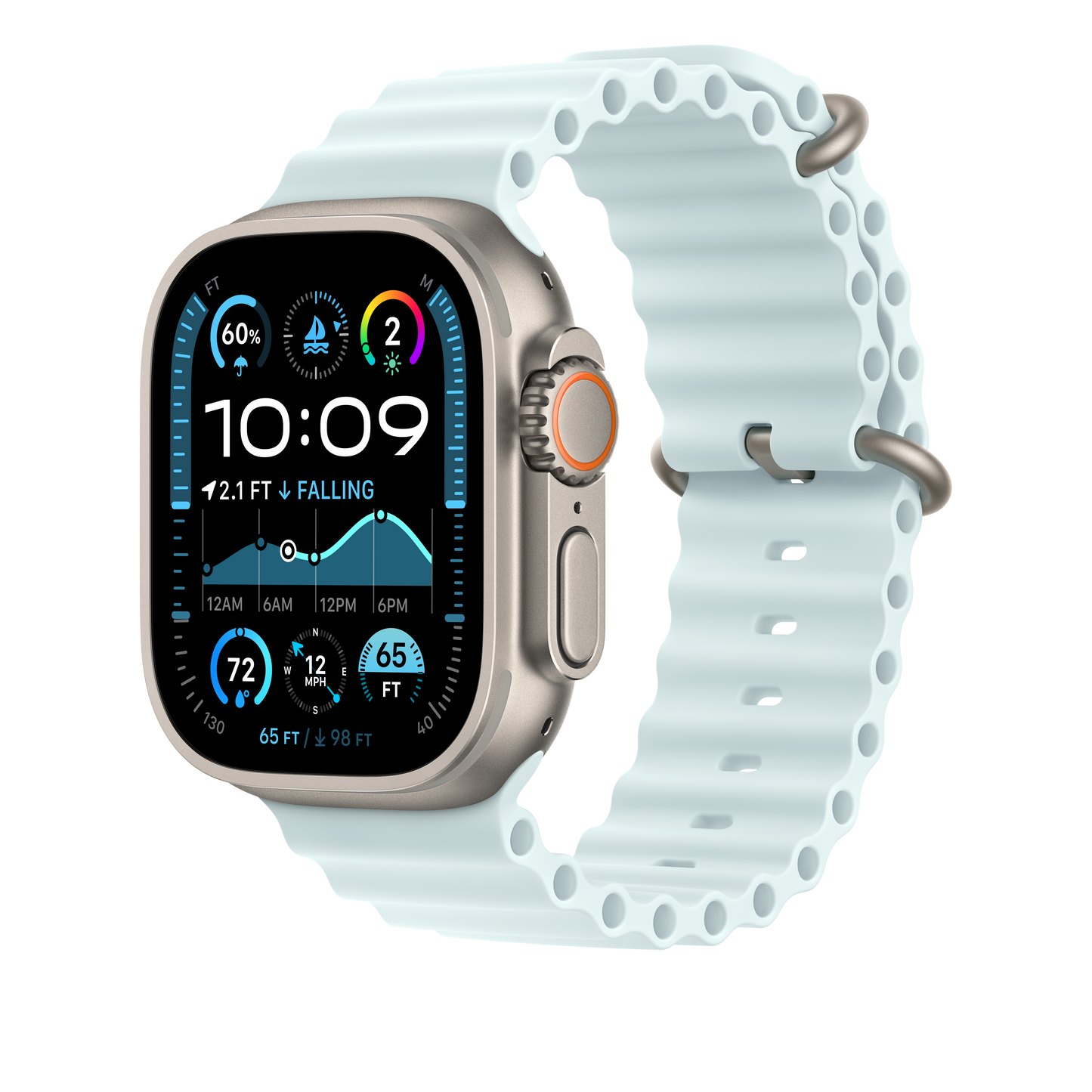 49mm gleccserkék óceán szíj bővítő – natúr titán Finish - iSTYLE HU