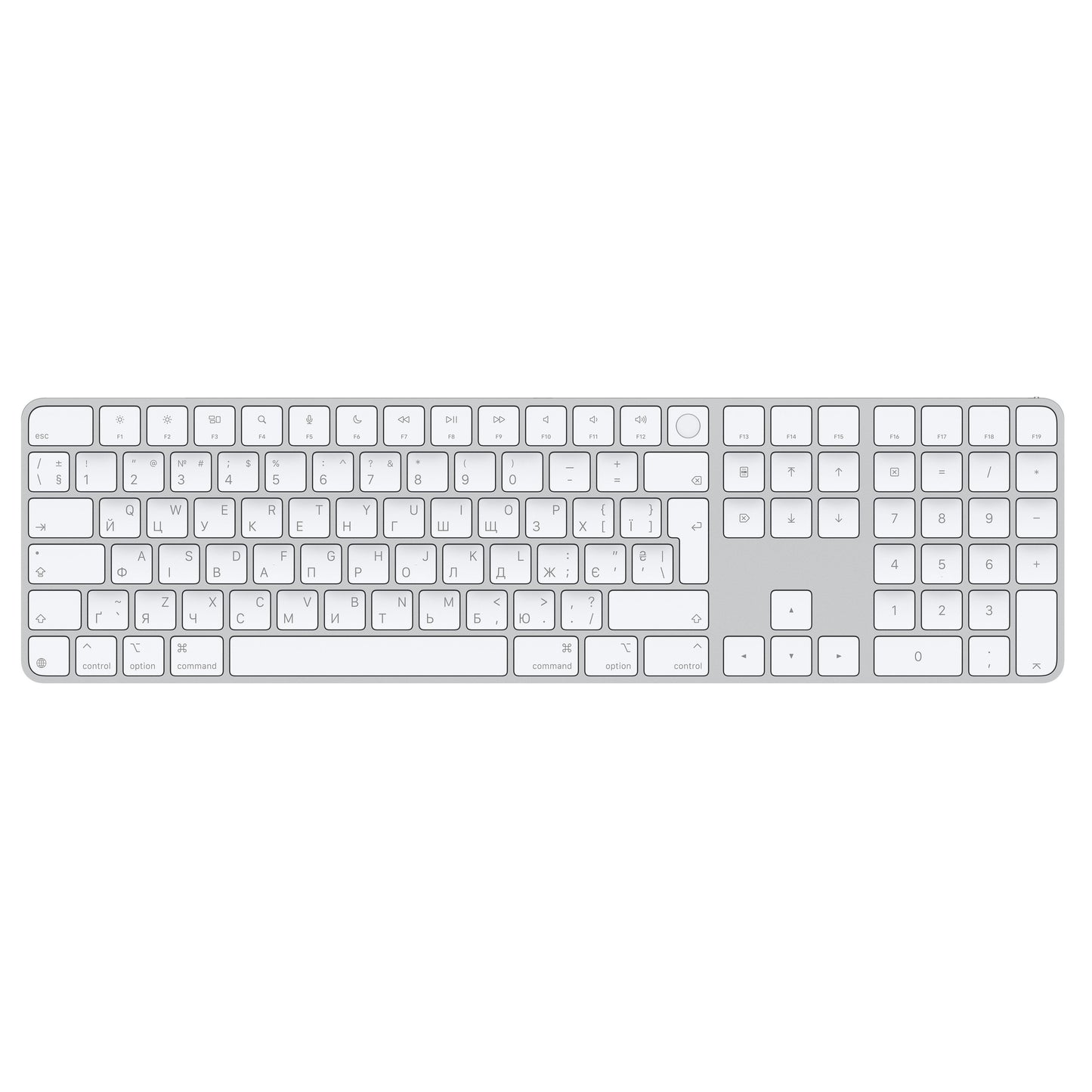 Magic Keyboard Touch ID–val és számbillentyűzettel Apple chipes Mac–modellekhez (USB‑C) – ukrán – fehér billentyűk - iSTYLE HU