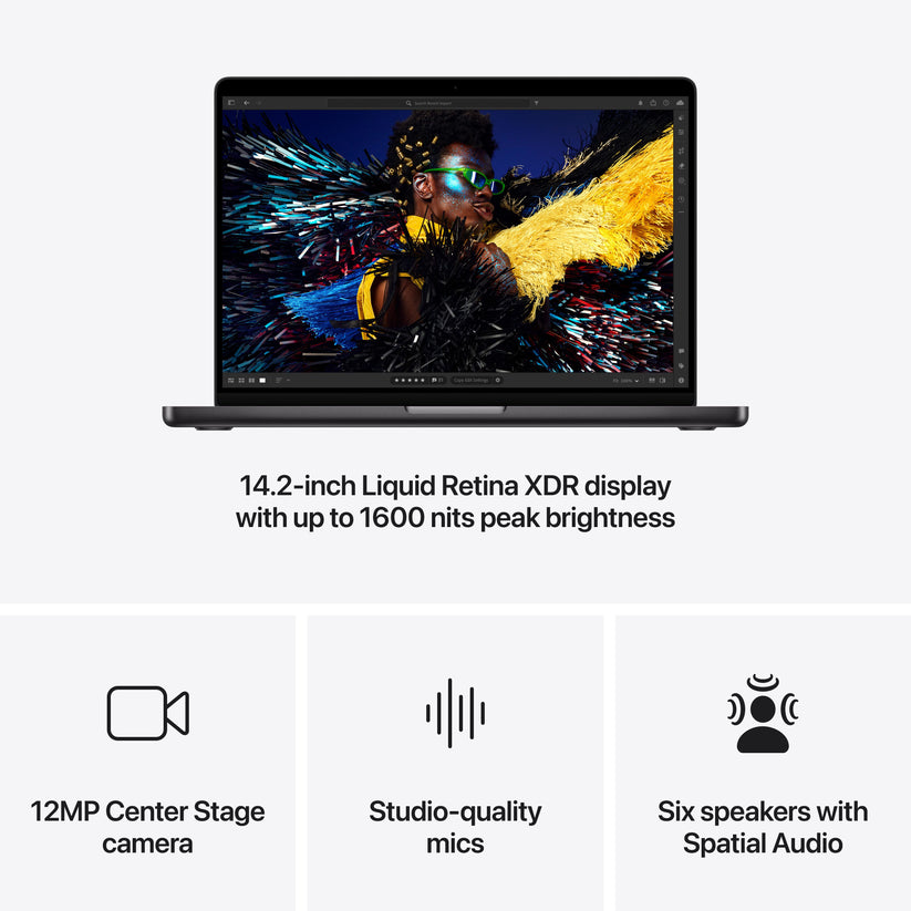 14 hüvelykes MacBook Pro: Apple M4 chip 10 magos CPU-val és 10 magos GPU-val, 1 TB SSD - asztrofekete - iSTYLE HU