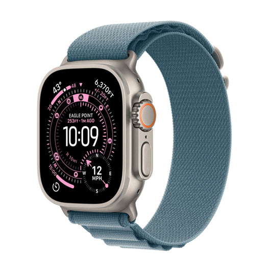 Apple Watch Ultra 3 GPS + Cellular 49mm natúr titántok, világoskék Alpesi pánt - S - iSTYLE HU