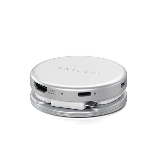 Satechi – OntheGo 5-in-1 Multiport Adapter (1x HDMI 4K 60Hz, 1x USB-C 5 Gbps-ig, 1x USB-A 3.0 5 Gbps-ig, 1xUSB-C PD60W, 1x SD kártya olvasó) - Silver