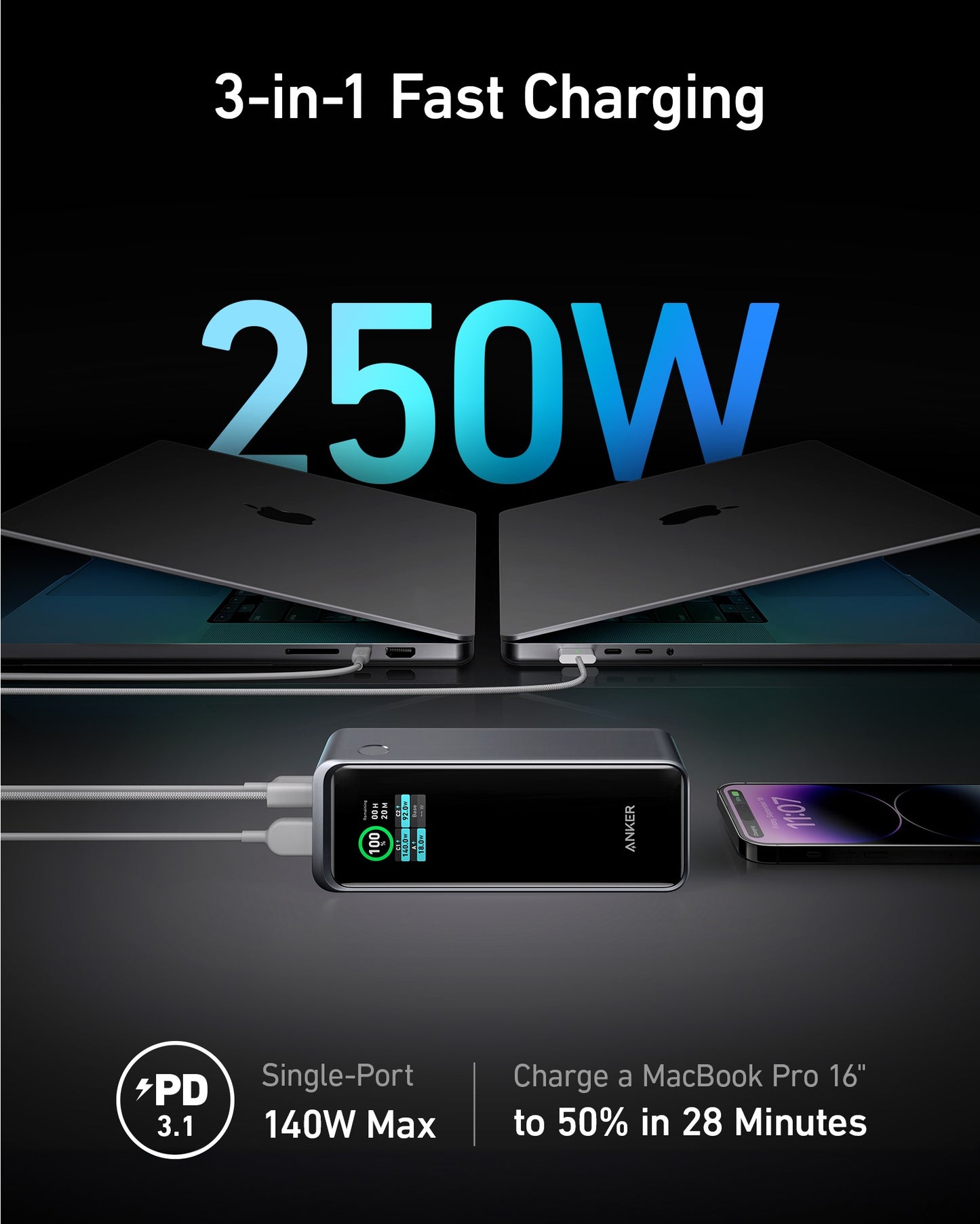 Anker – Prime 27650mAh, 250 Wattos külső akkumulátor - fekete - iSTYLE HU