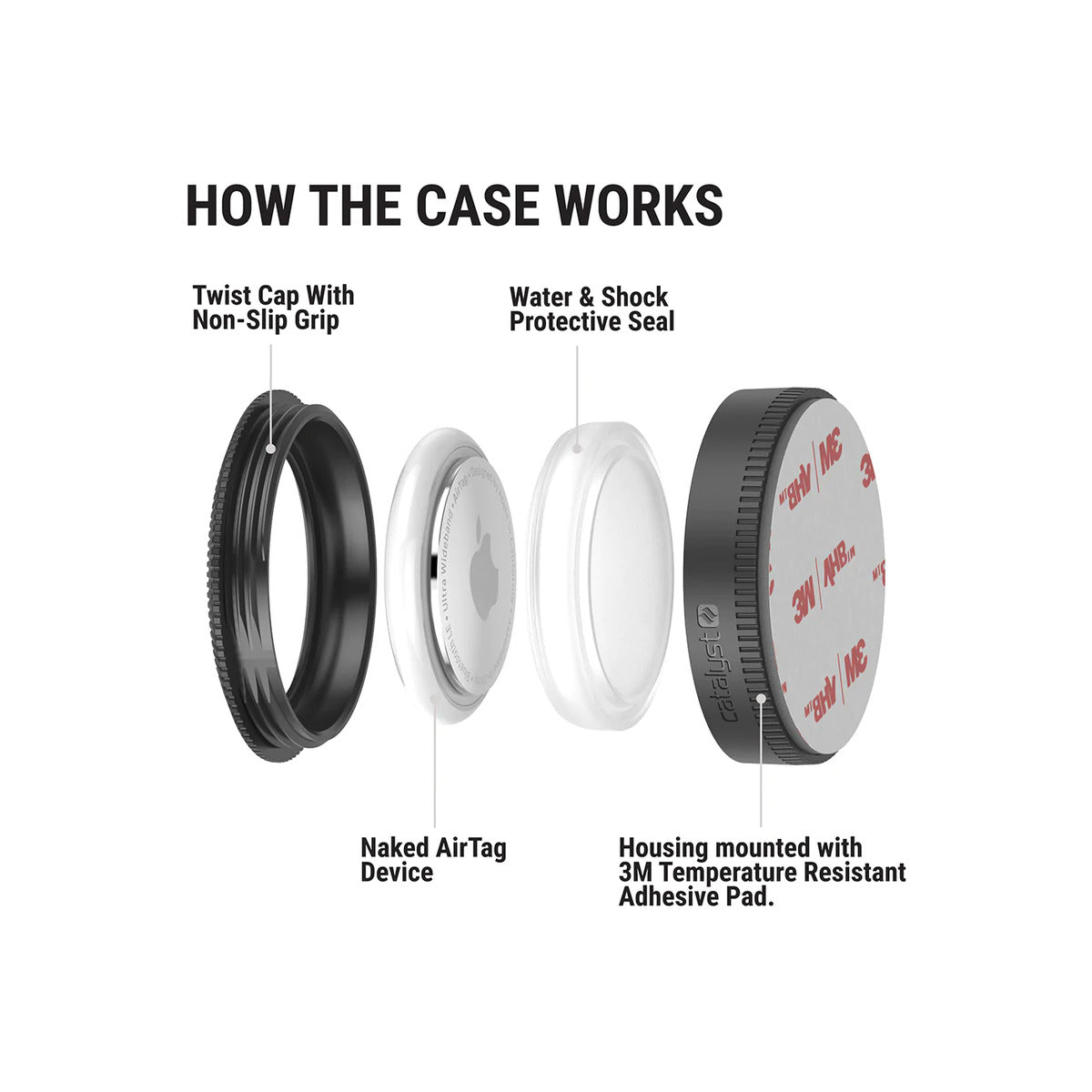 Catalyst – Stick-It ragasztható AirTag tok - fekete - Open Box - iSTYLE HU