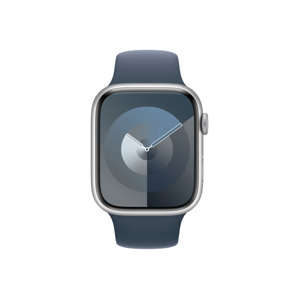 Apple Watch Series 9 GPS – 45 mm-es ezüst alumíniumtok, viharkék sportszíj - S/M - iSTYLE HU