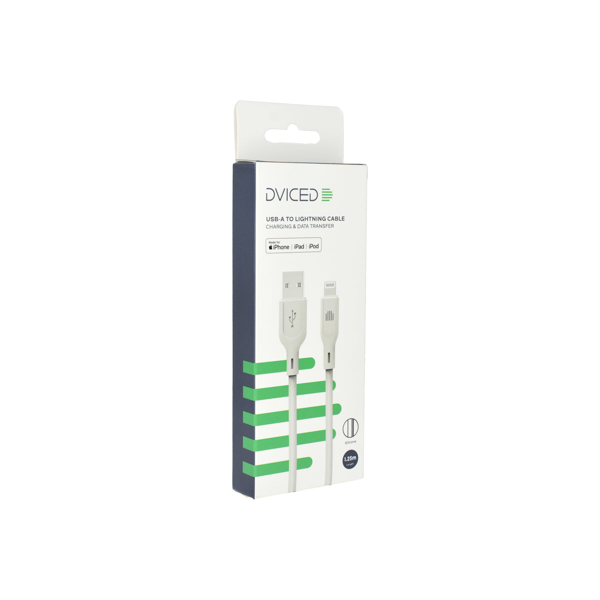 Dviced – USB-A - Lightning szilikon kábel, 1,25 m - fehér - iSTYLE HU