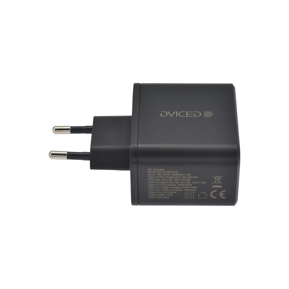 Dviced – Hálózati töltő 65W GaN - 2xUSB-C + 1x USB-A - fekete - iSTYLE HU
