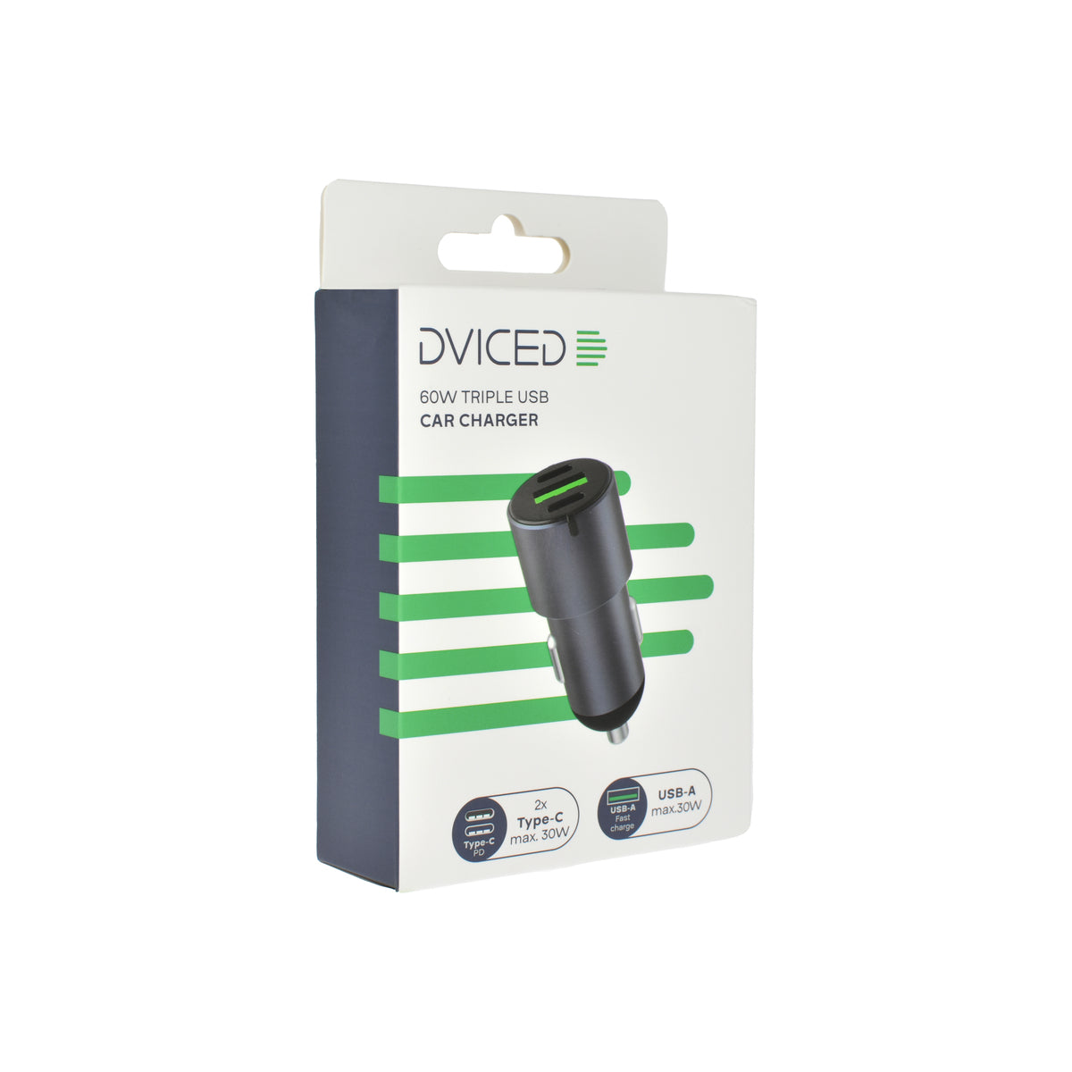 Dviced – Autós töltő 60W - 2xUSB-C + 1xUSB-A - szürke - iSTYLE HU