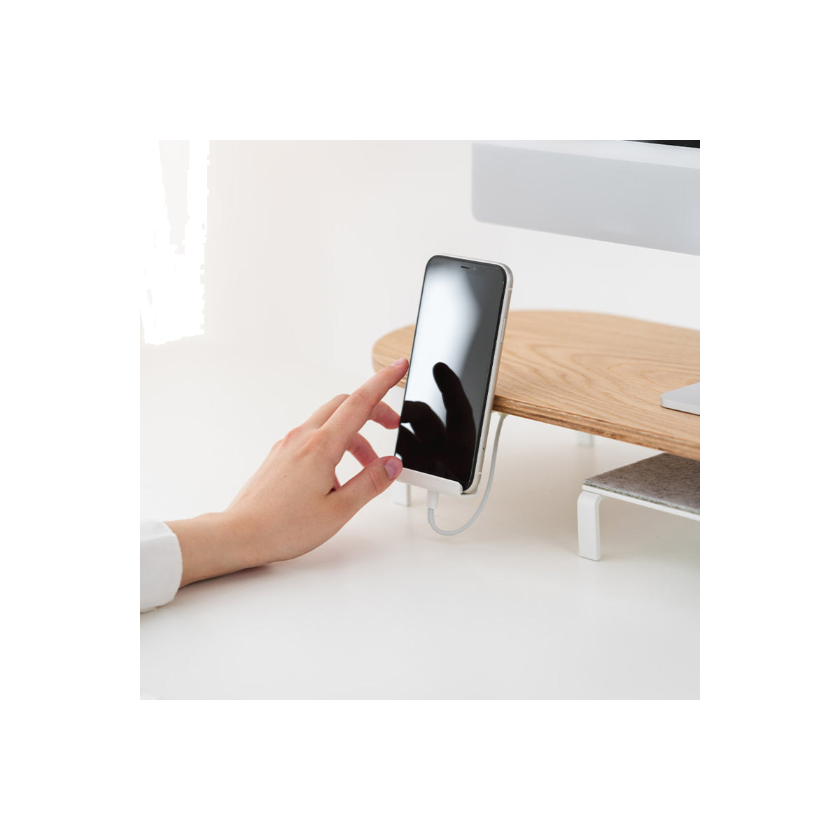 Woodcessories – Telefontartó monitor állványhoz - fehér - iSTYLE HU