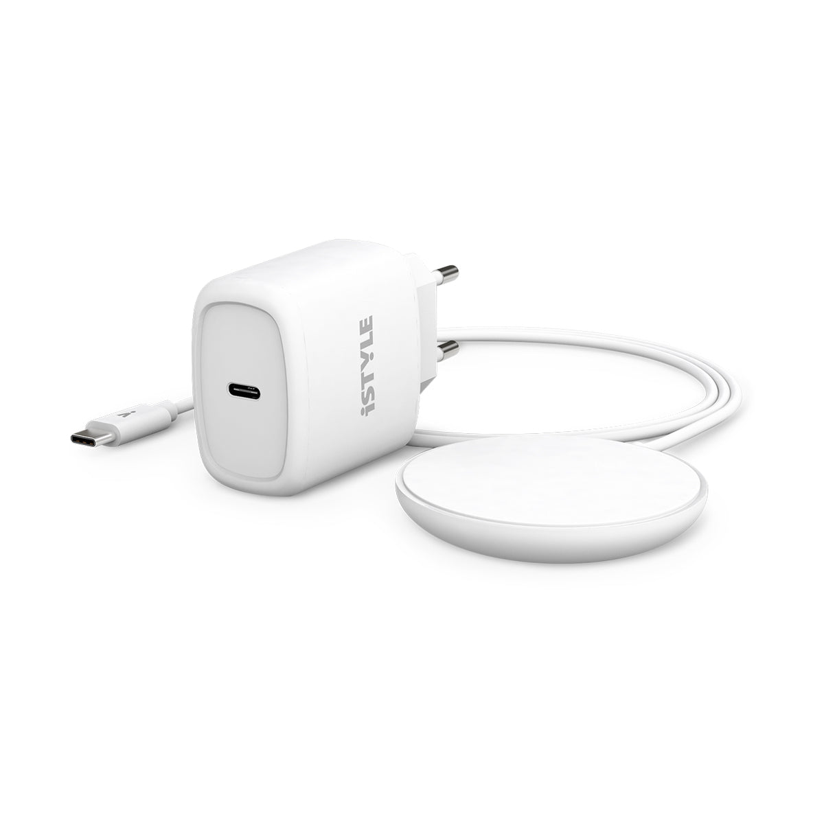 iSTYLE - Mágneses vezeték-nélküli töltő szett USB-C kábellel és 20 Wattos adapterrel - Fehér - iSTYLE HU