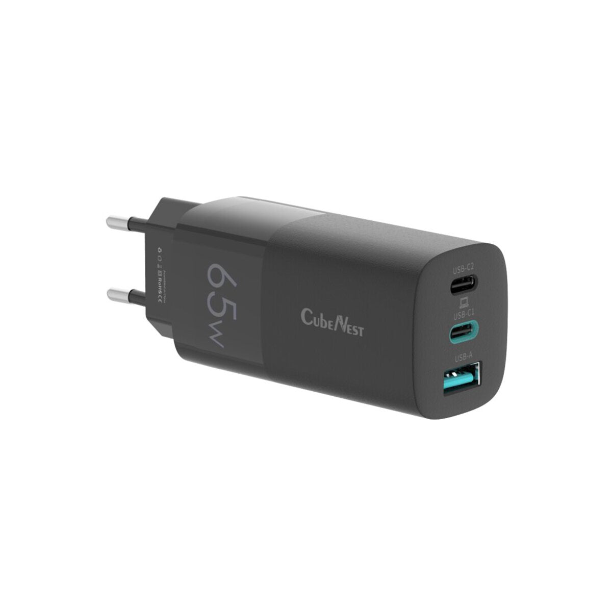 CubeNest – S3D0 - GaN PD 65W háromportos hálózati adapter - fekete - iSTYLE HU