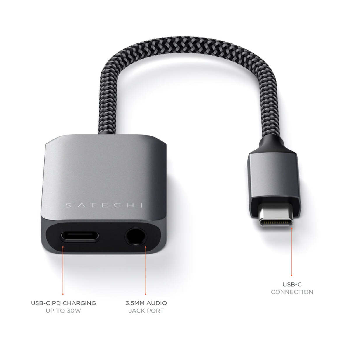 Satechi – USB-C - 3.5mm Audio & PD Adapter - Asztroszürke - iSTYLE HU