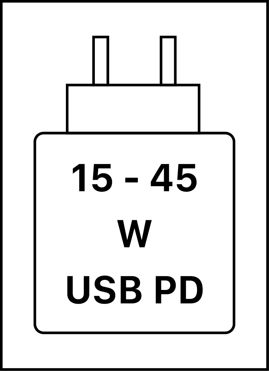 Ez az eszköz támogatja az USB PD gyorstöltést az USB Implementers Forum Power Delivery Specification 3.1-es verziójában meghatározottak szerint.