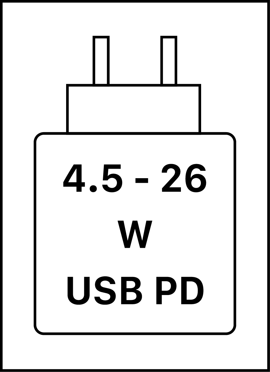 Ez az eszköz támogatja az USB PD gyorstöltést az USB Implementers Forum Power Delivery Specification 3.1-es verziójában meghatározottak szerint.