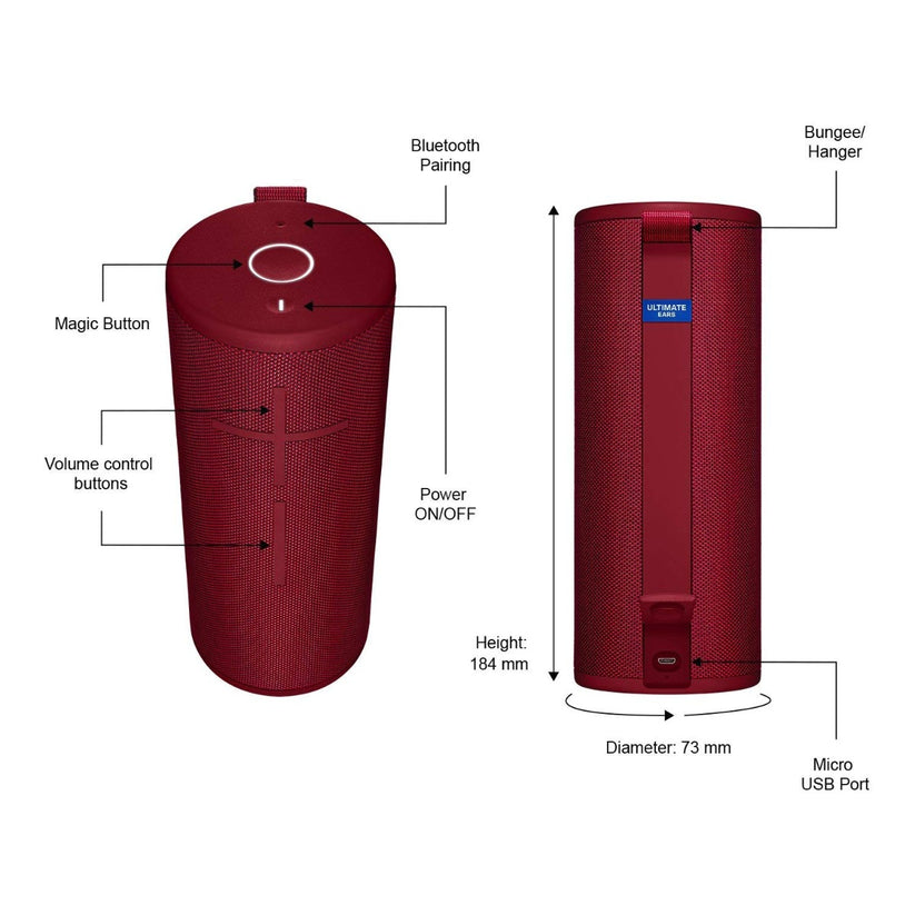 Logitech Ulimate Ears BOOM 3 - Sunset Red - iSTYLE HU