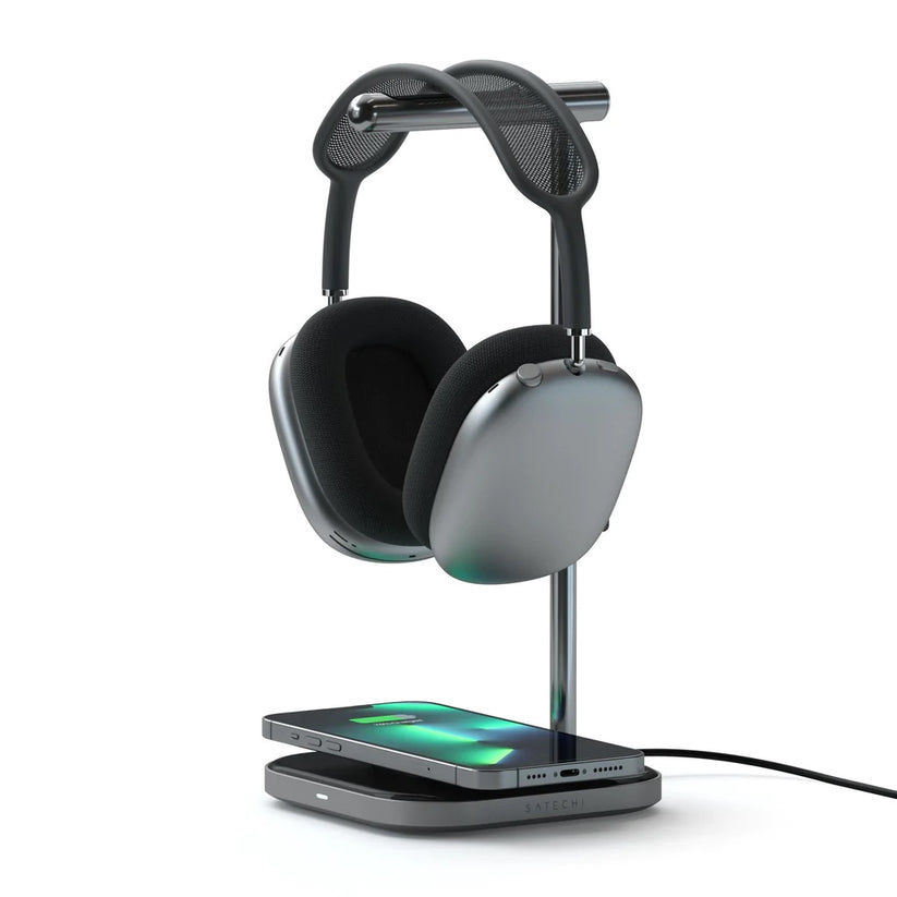 Satechi – 2-IN-1 Headphone Stand w Wireless Charger USB-C - asztroszürke - iSTYLE HU