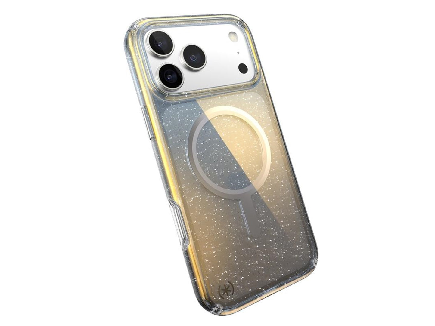 Speck Presidio LUX Glitter MagSafe case for iPhone 17 Pro Max - Hyper Mirror Glitter/Silver Metallic