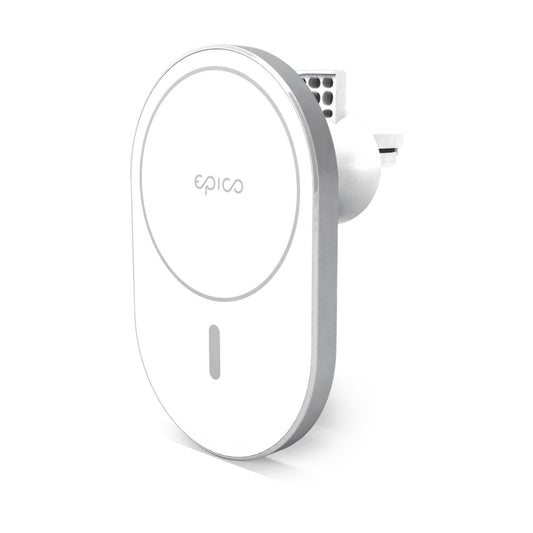 EPICO – Ellipse Vezetéknélküli autós töltő (MagSafe kompatibilis) 15W/10W/7,5W + 18W QC - Ezüst - iSTYLE HU