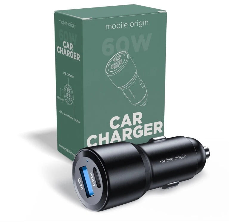 Mobile Origin – Autós töltő 60W USB-C és USB-A - iSTYLE HU