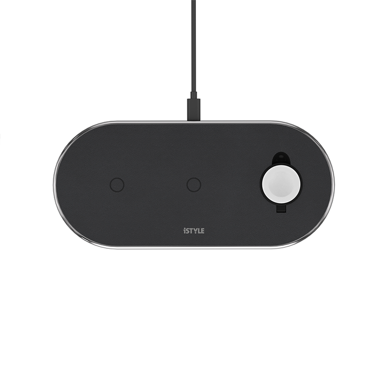 ISTYLE Wireless Charging Base 3in1 black PU leather- space grey - iSTYLE HU