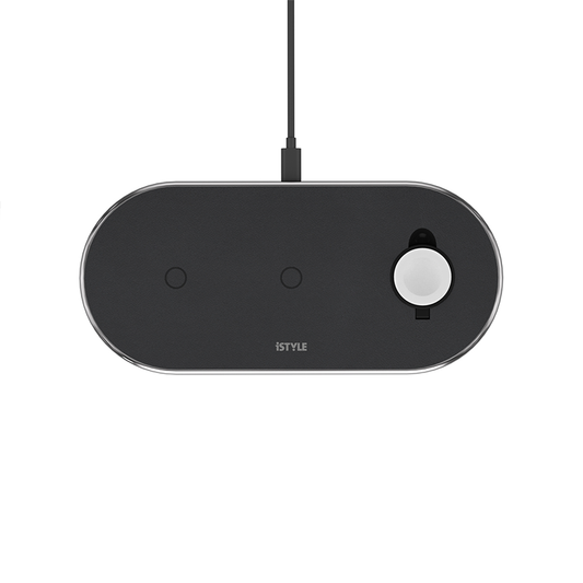 ISTYLE Wireless Charging Base 3in1 black PU leather- space grey - iSTYLE HU