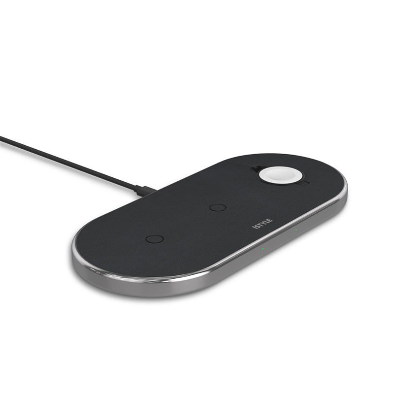 ISTYLE Wireless Charging Base 3in1 black PU leather- space grey - iSTYLE HU