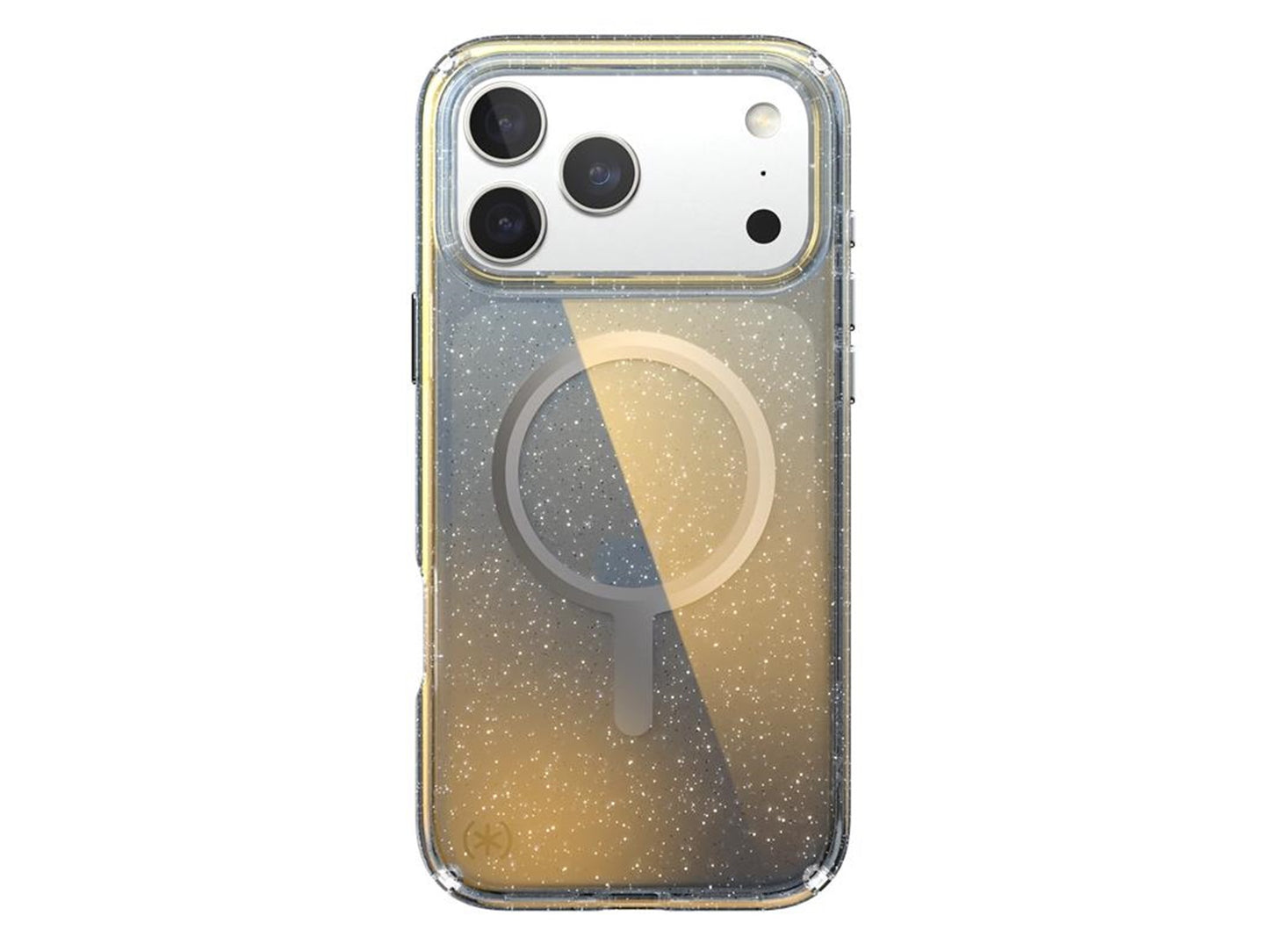 Speck Presidio LUX Glitter MagSafe case for iPhone 17 Pro Max - Hyper Mirror Glitter/Silver Metallic