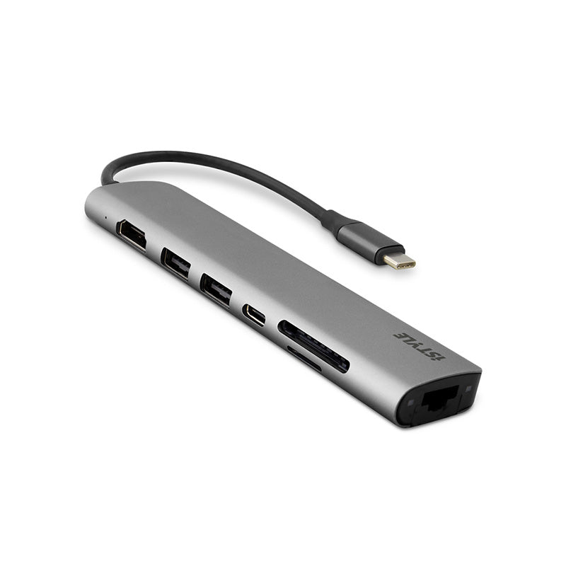 iStyle 7in1 Multimedia Hub 8K with USB-C connector - space gray - iSTYLE HU