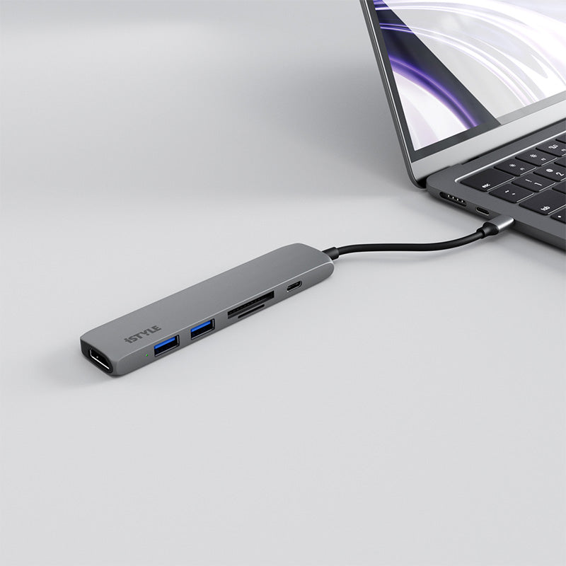 iStyle 6in1 Aluminium Hub 8K with USB-C connector - space gray - iSTYLE HU