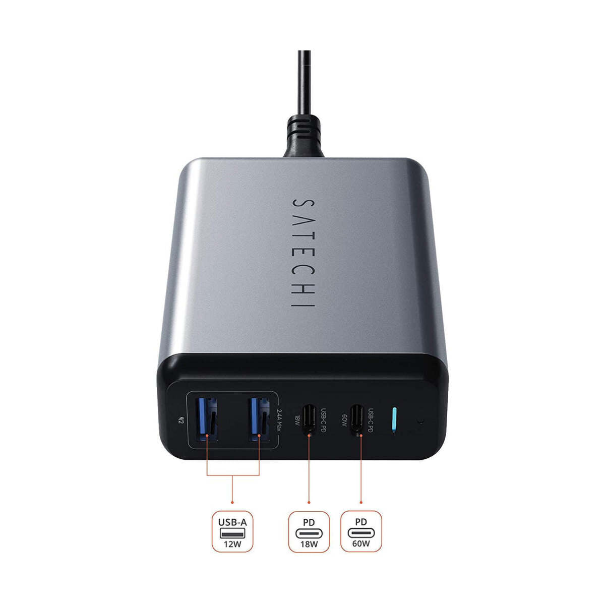 Satechi – 75W Dual TYPE-C PD utazó töltő - asztroszürke - iSTYLE HU