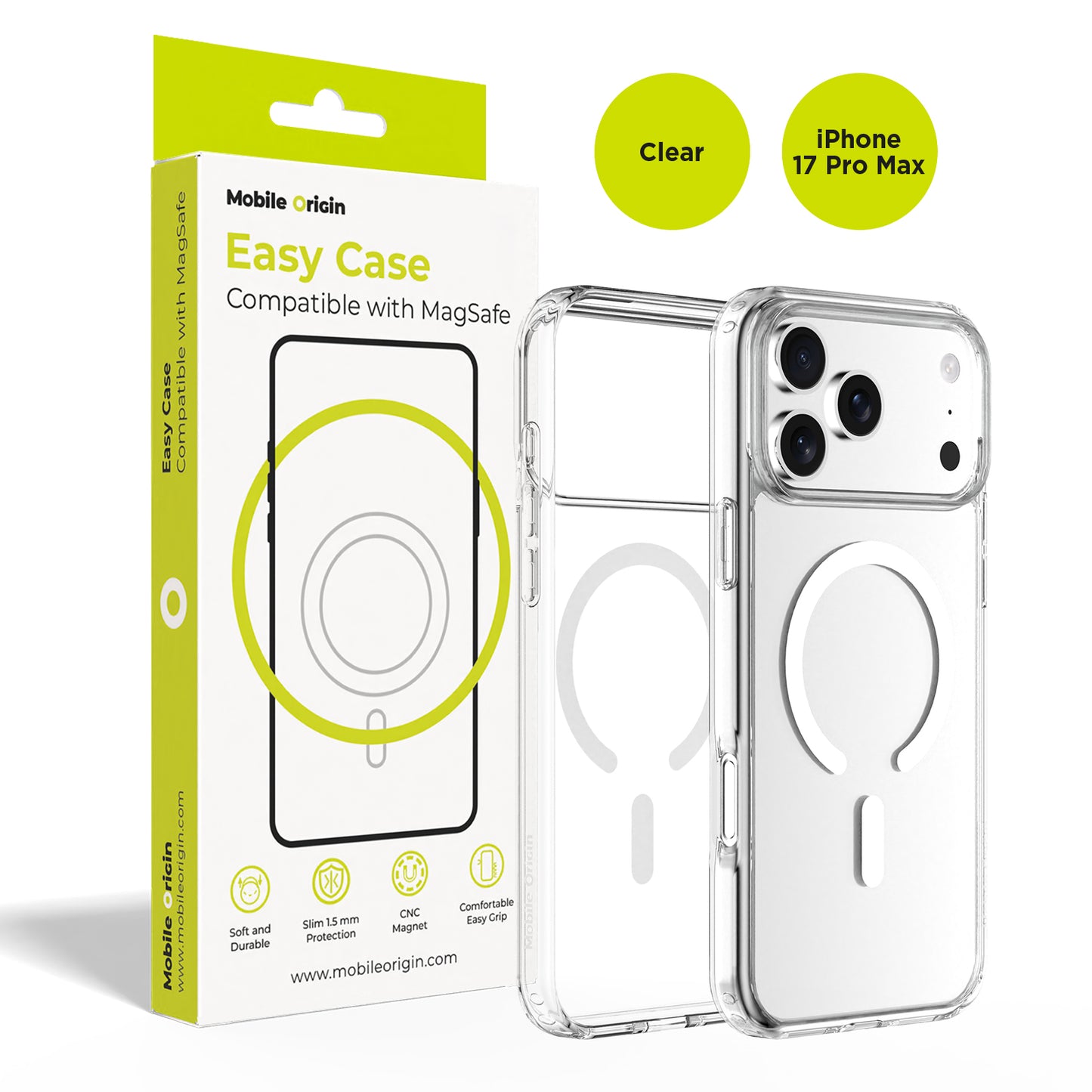 Mobile Origin Hybrid MagSafe tok, átlátszó - iPhone 17 Pro Max