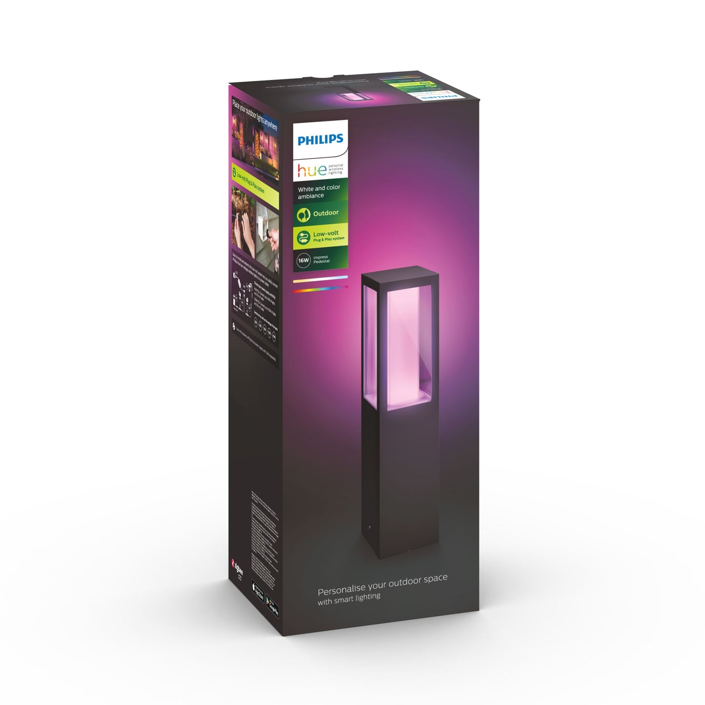 Impress Philips Hue White Ambiance CA LV EU pedestal black 2x8White
