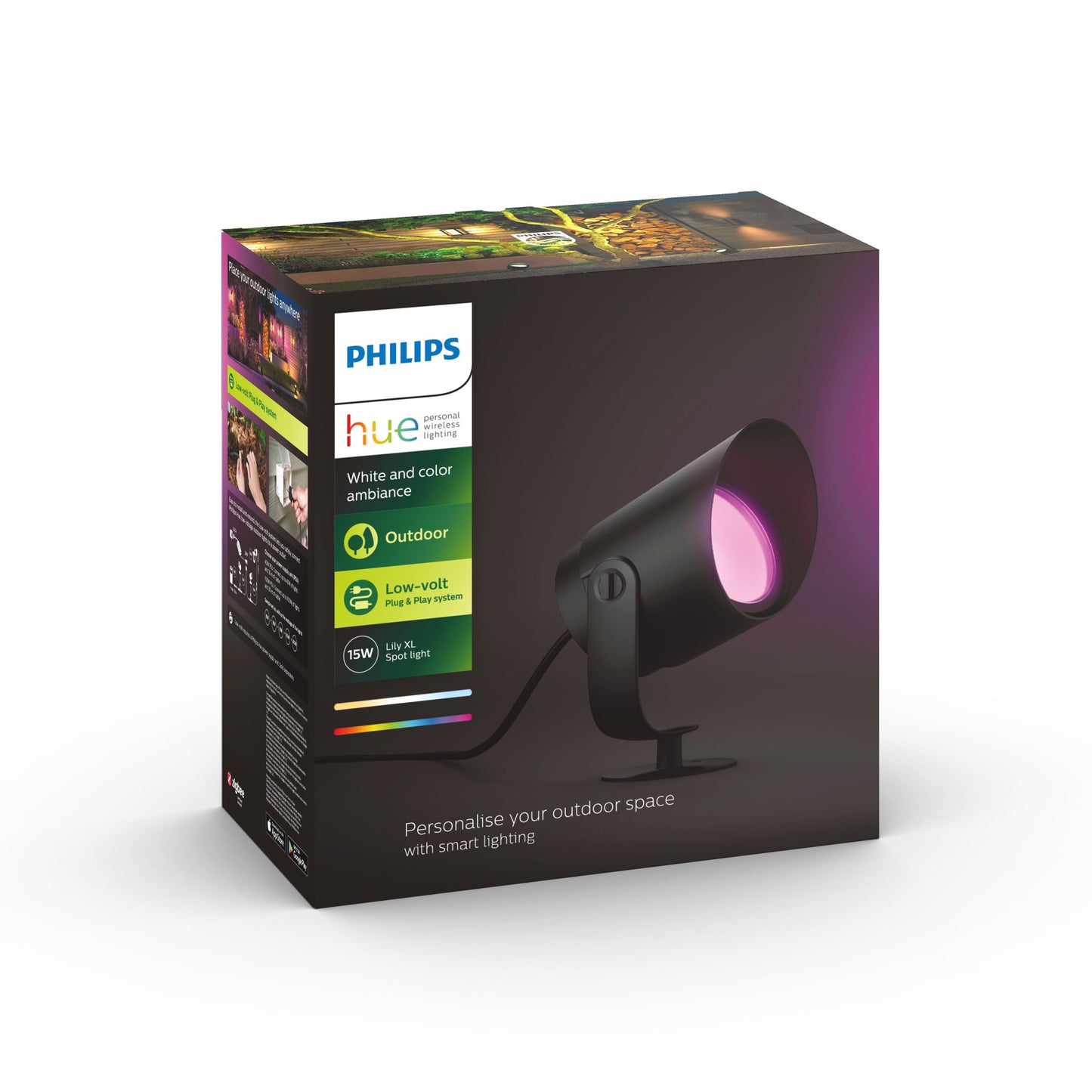 Lily XL Philips Hue White Ambiance CA LV EU spike black 1x15