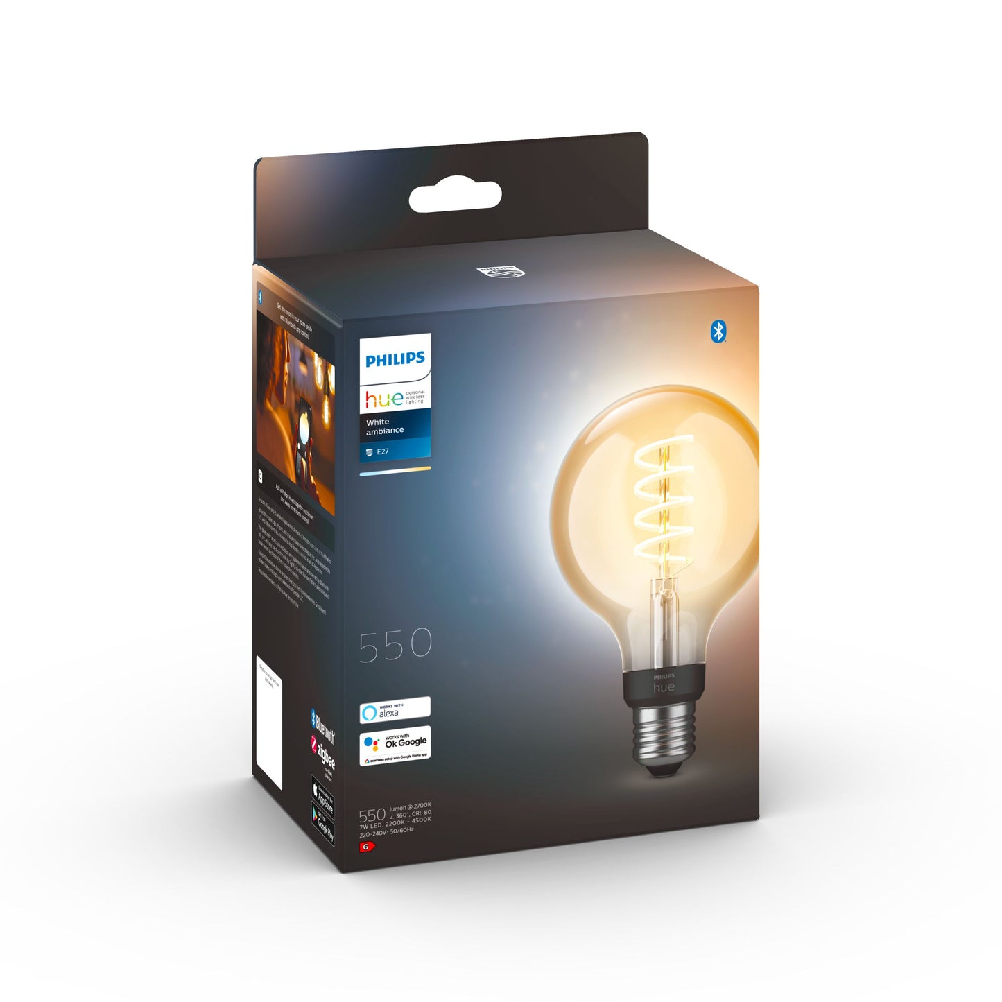 Philips Hue White Ambiance 7White Fil G93 EUR E27