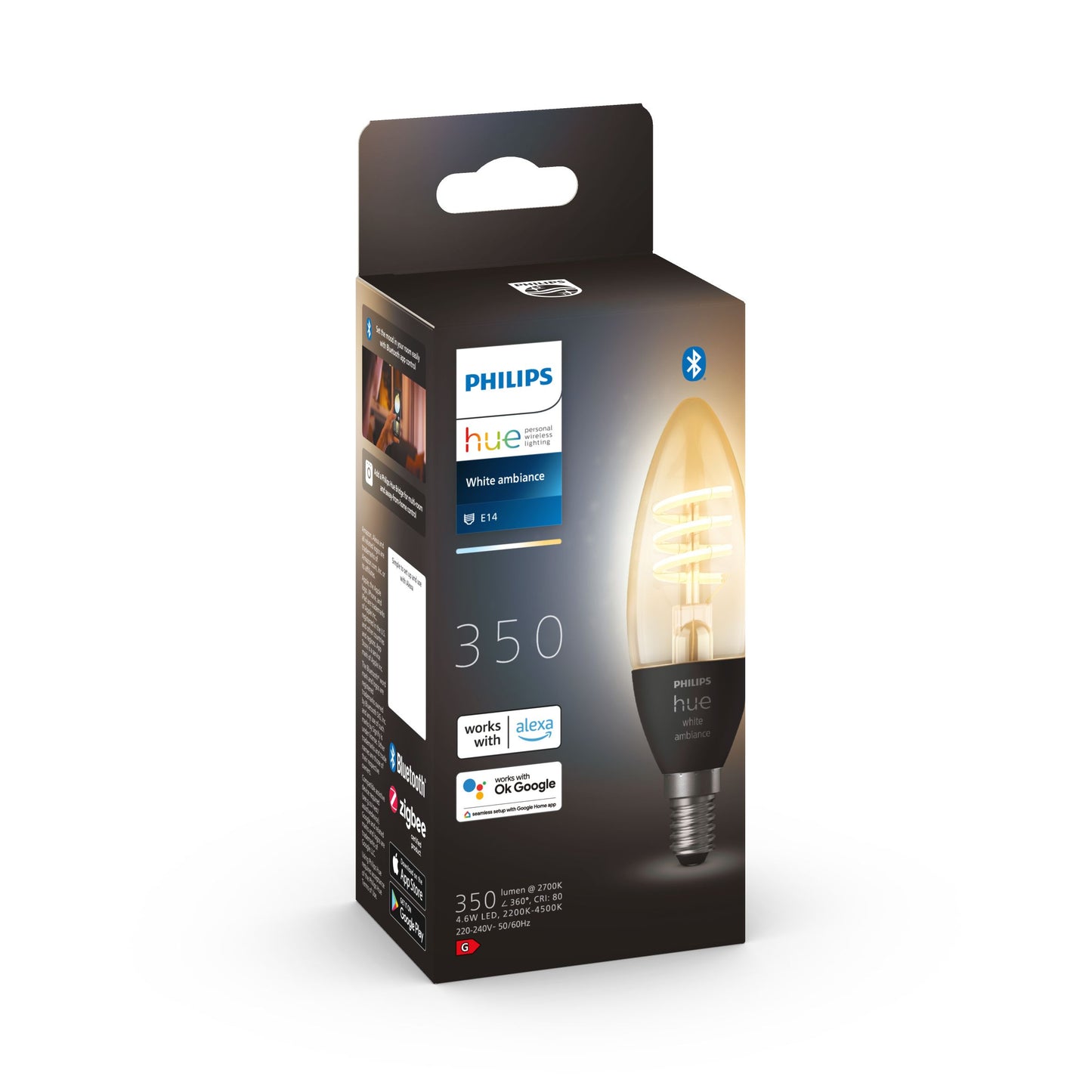 Philips Hue White Ambiance 4.6White Fil Candle E14 EU