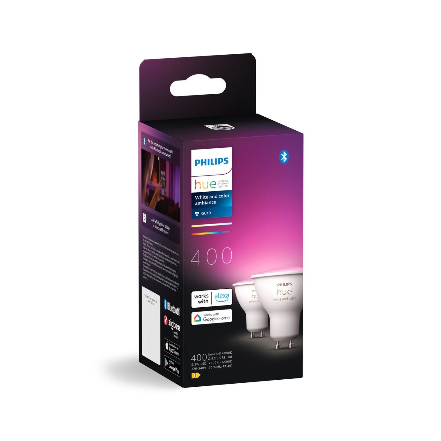 Philips Hue White and Color Ambiance 4.2White GU10 2 db-os készlet EU