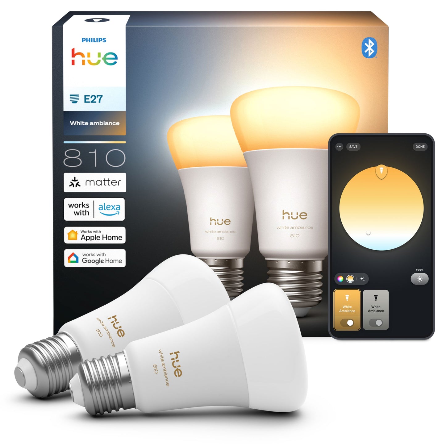 Philips Hue White Ambiance 810 A60 E27 2 db-os készlet EU