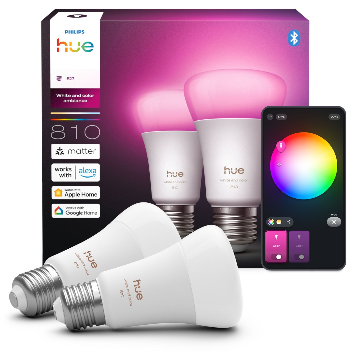 Philips Hue White and Color Ambiance 810 A60 E27 2 db-os készlet EU