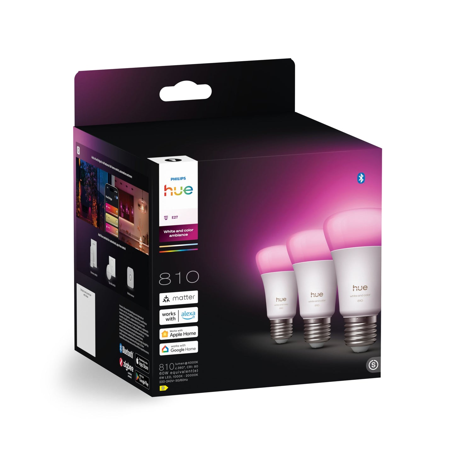 Philips Hue White and Color Ambiance 810 A60 E27 3 db-os készlet EU