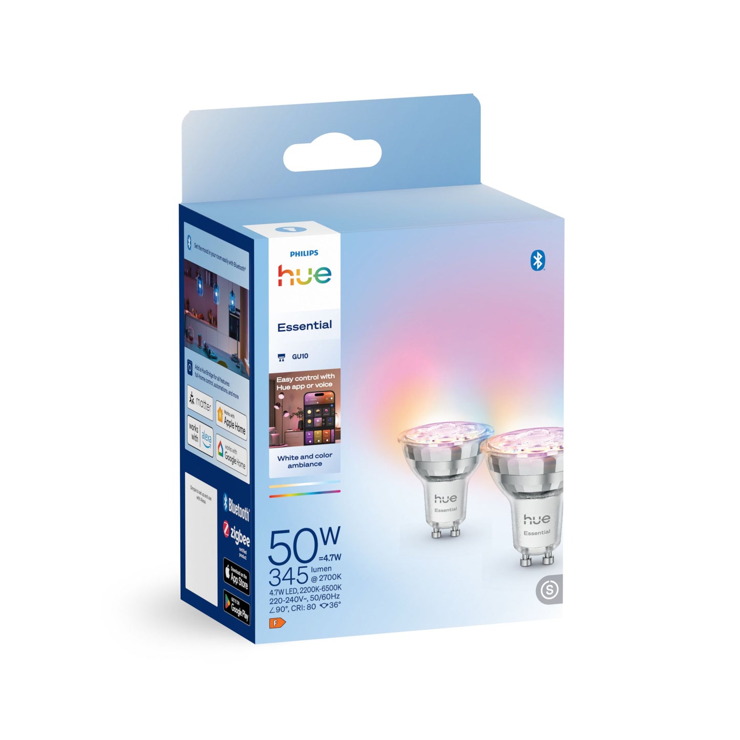 Philips Hue Essential White and Color Ambiance 345 GU10 2 db-os készlet EU