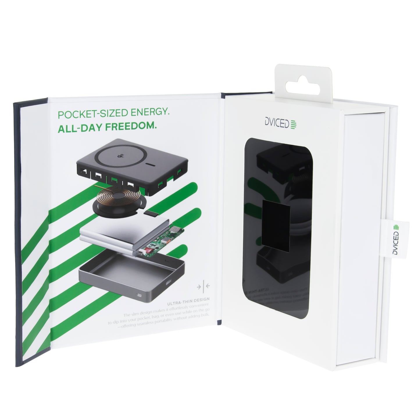 Dviced Ultravékony Qi2 Power Bank 10000mAh - fekete/szürke