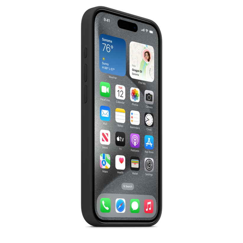 iPhone 15 Pro MagSafe–rögzítésű szilikontok – fekete - iSTYLE HU