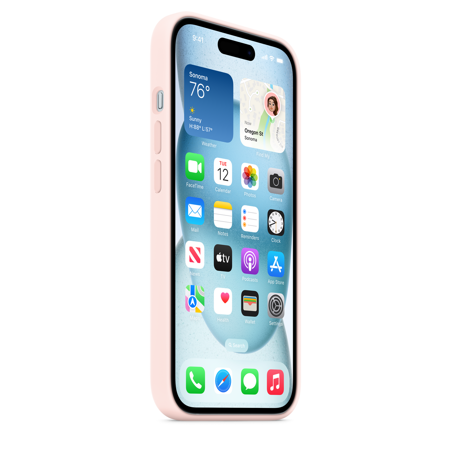iPhone 15 MagSafe–rögzítésű szilikontok – lágy rózsaszín - iSTYLE HU