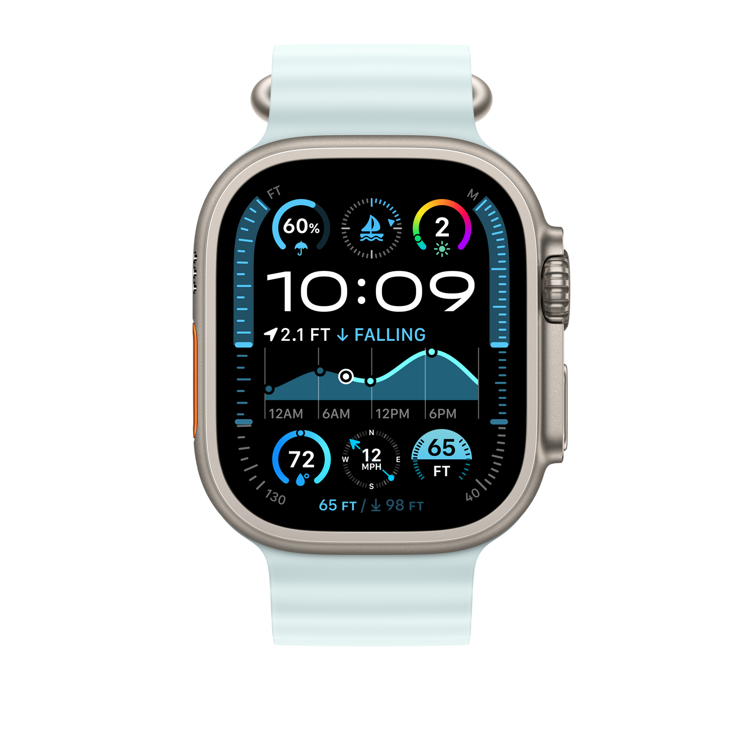 49mm gleccserkék óceán szíj – natúr titán Finish - iSTYLE HU