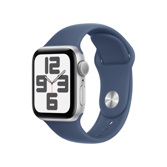 Apple Watch SE GPS 40 mm-es ezüst alumínium tok farmer sportszíjjal - M/L - iSTYLE HU
