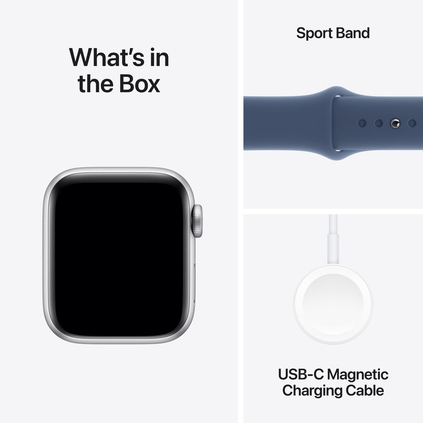 Apple Watch SE GPS + cellás 40 mm-es ezüst alumínium tok farmer sportszíjjal - S/M - iSTYLE HU