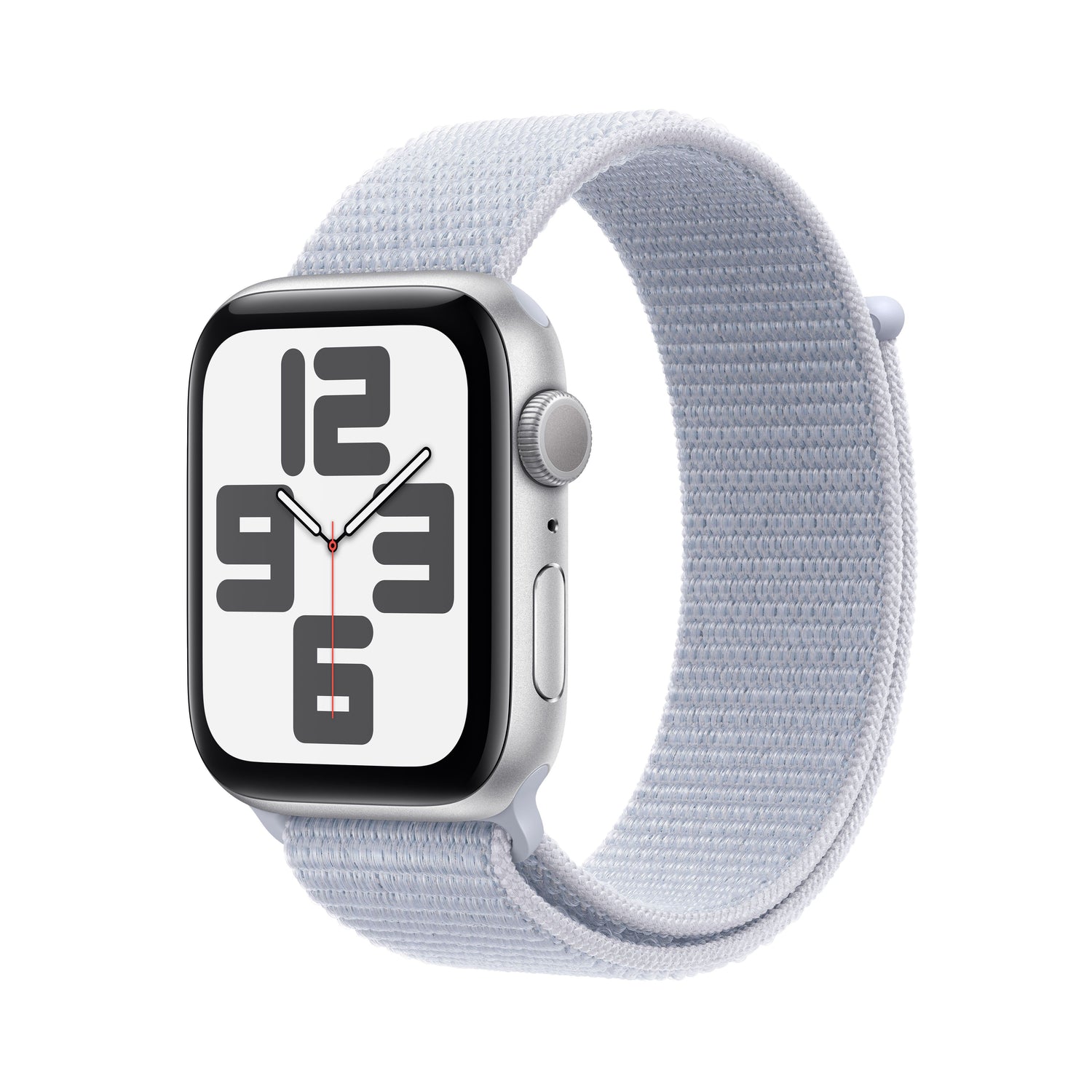 Apple Watch SE GPS 44 mm-es ezüst alumínium tok kék felhős sporthurokkal - iSTYLE HU