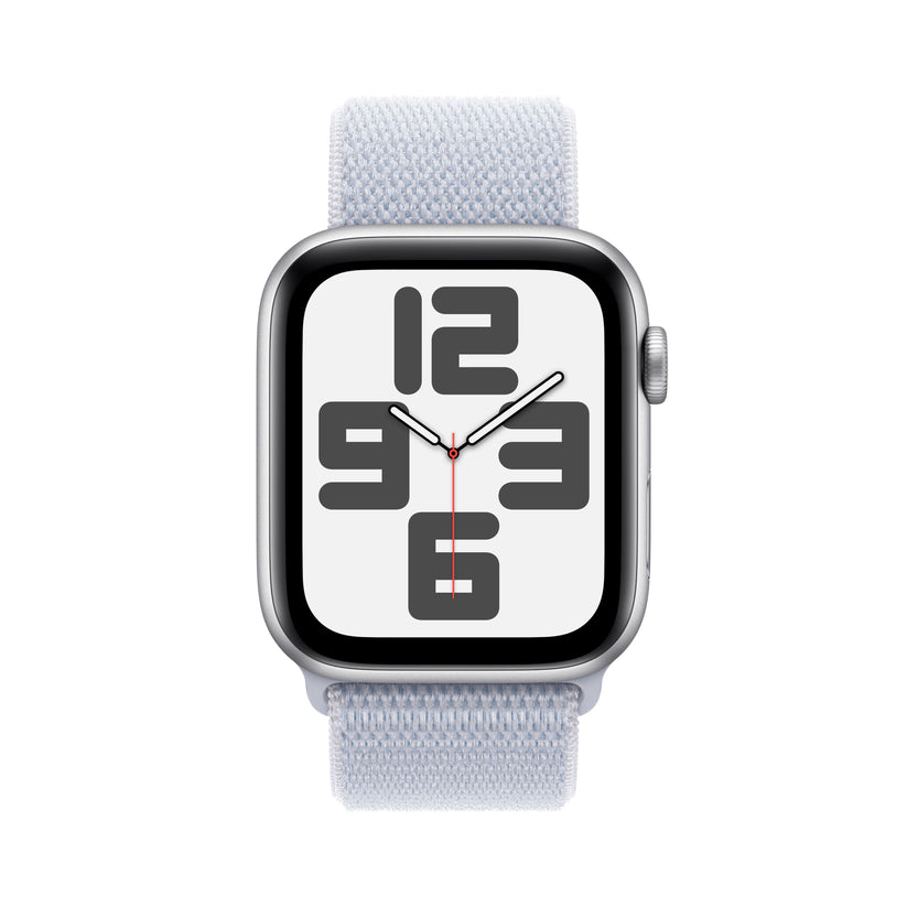 Apple Watch SE GPS 44 mm-es ezüst alumínium tok kék felhős sporthurokkal - iSTYLE HU