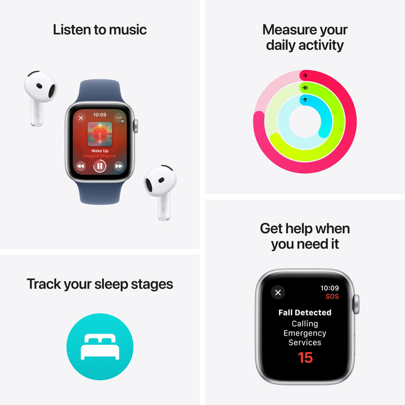 Apple Watch SE GPS 44 mm-es ezüst alumínium tok kék felhős sporthurokkal - iSTYLE HU